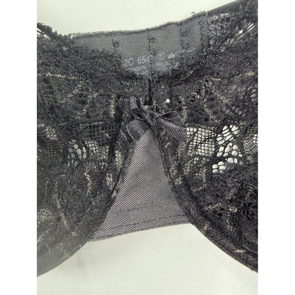 Bali Black Floral Lace Underwire Bra Unlined Adjustable Straps‎ 42C 6543
